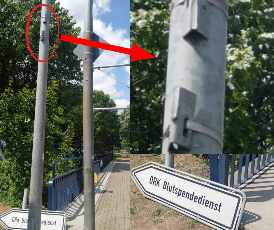 Materialermüdung? Herabfallendes Straßenschild verfehlt Schwerinerin nur&nbsp;knapp.