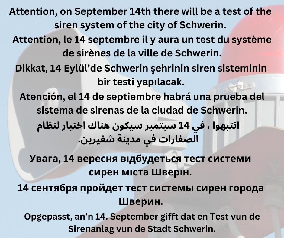 Sirenenalarm über Schwerin. Am Donnerstag wird es&nbsp;laut.