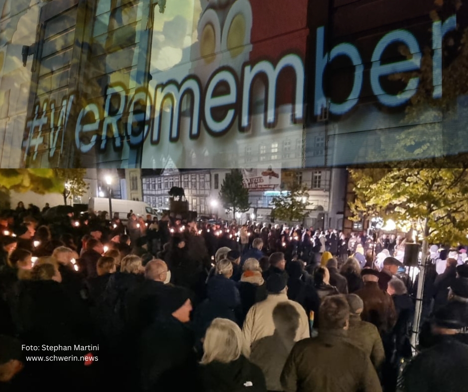 Gedenken an Pogromnacht in Schwerin. Landesrabbiner Kadnykov : „Schmale Grat zwischen Demokratie und&nbsp;Chaos“