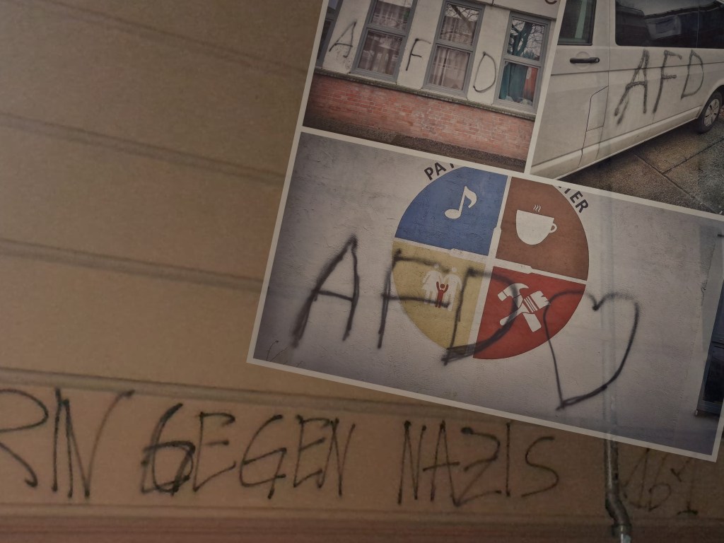 Schmieriges Wochenende: Transporter und  Häuser mit Farbe&nbsp;beschmiert