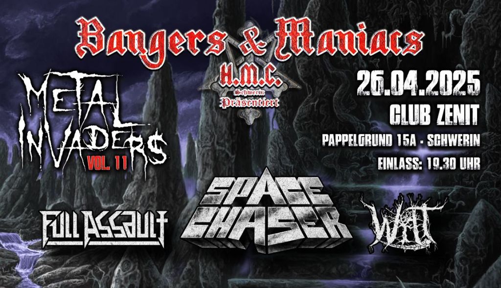 „Metal Invaders vol. 11“ am 26. April im Club Zenit Schwerin. Vorverkauf läuft&nbsp;bereits.