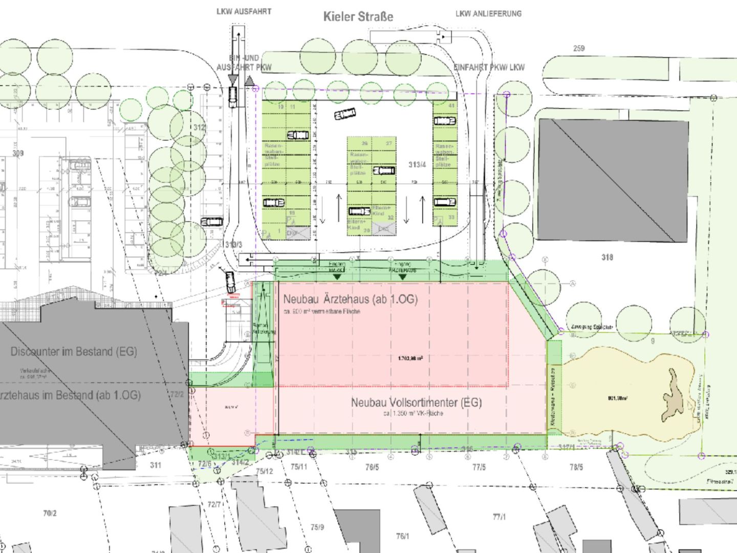 Investorenplan Parkplatz