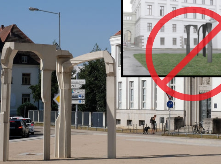 Denkmal bleibt sandig und kahl. Keine Wiese hinter der&nbsp;Staatskanzlei.