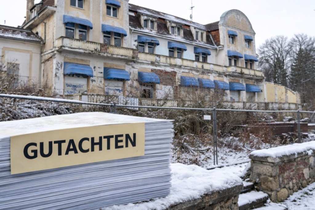 Fakten statt Panik bei Strandhotel Zippendorf: Seit 6. Januar liegt ein Abbruchantrag vor – Stadt sieht „keine Anhaltspunkte“ für Abrissgenehmigung.