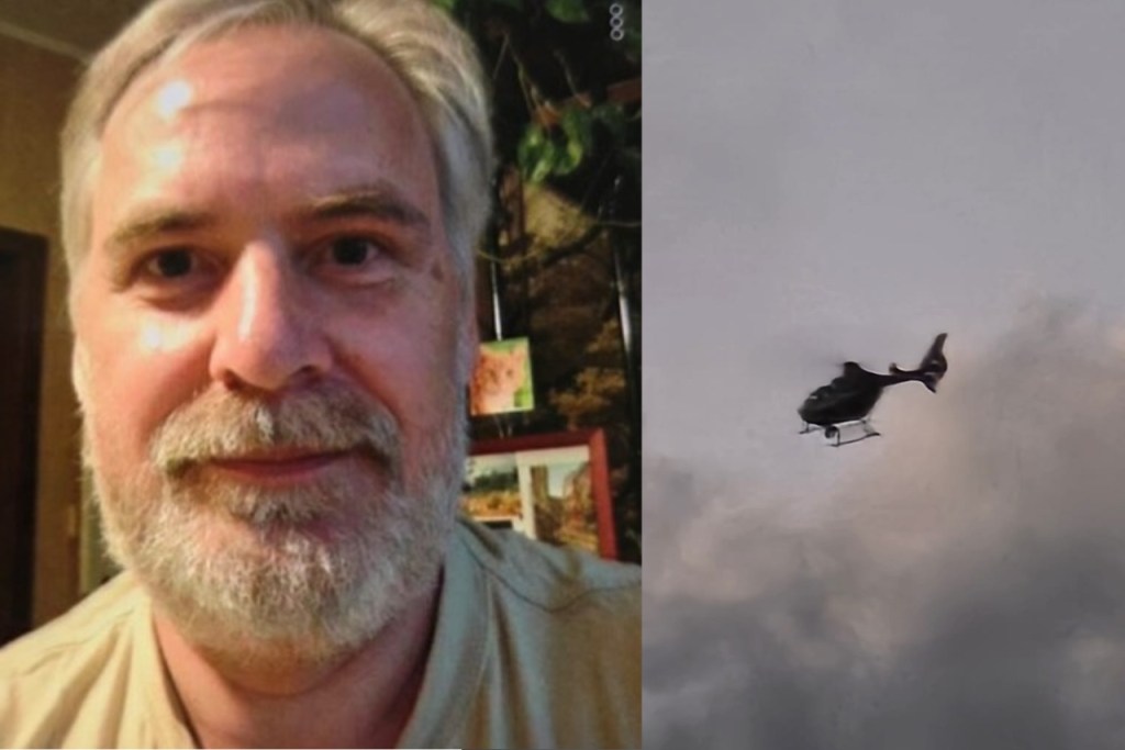 Helikopter über Schwerin. Polizei sucht nach vermissten Mann.