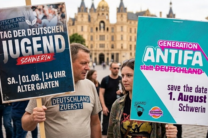 Am 1. August: Rechte Kundgebung und mehrere Gegenproteste in Schwerin erwartet