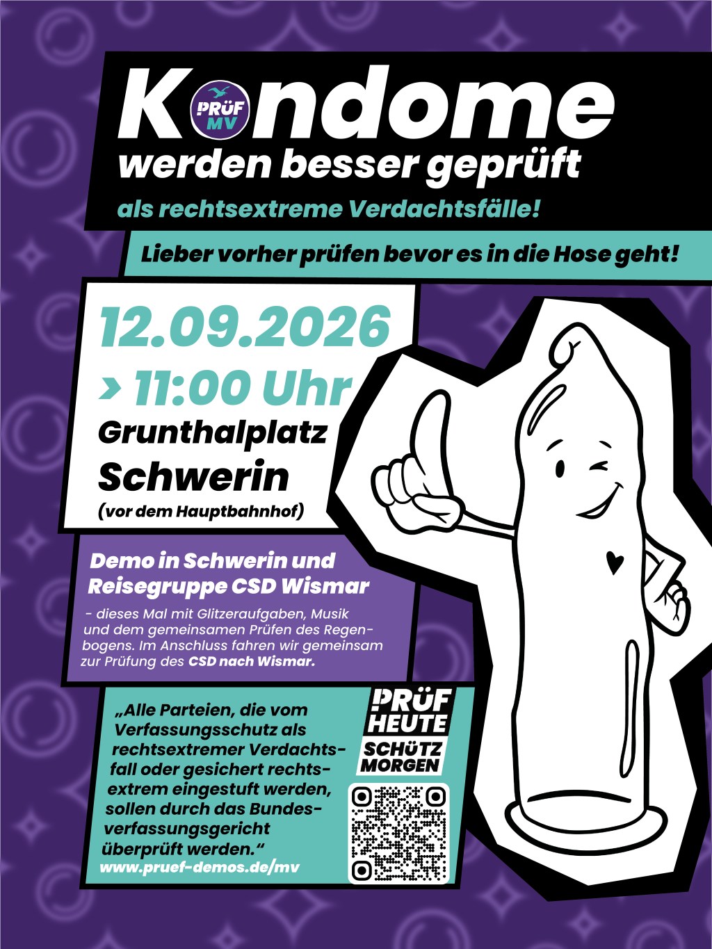 Bunt, glitzernd und politisch: „Prüf MV“ demonstriert am Samstag in Schwerin