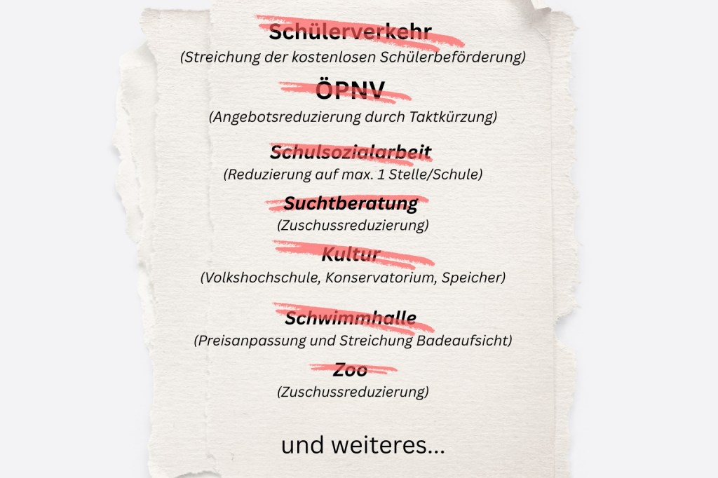 Die Liste der Schande: Schwerin will bei Kindern, Kultur, Verkehr und Sozialem&nbsp;sparen!