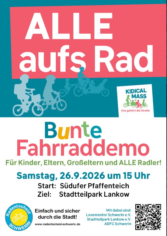 Alle aufs Rad: Bunte Fahrraddemo zieht am Samstag durch Schwerin