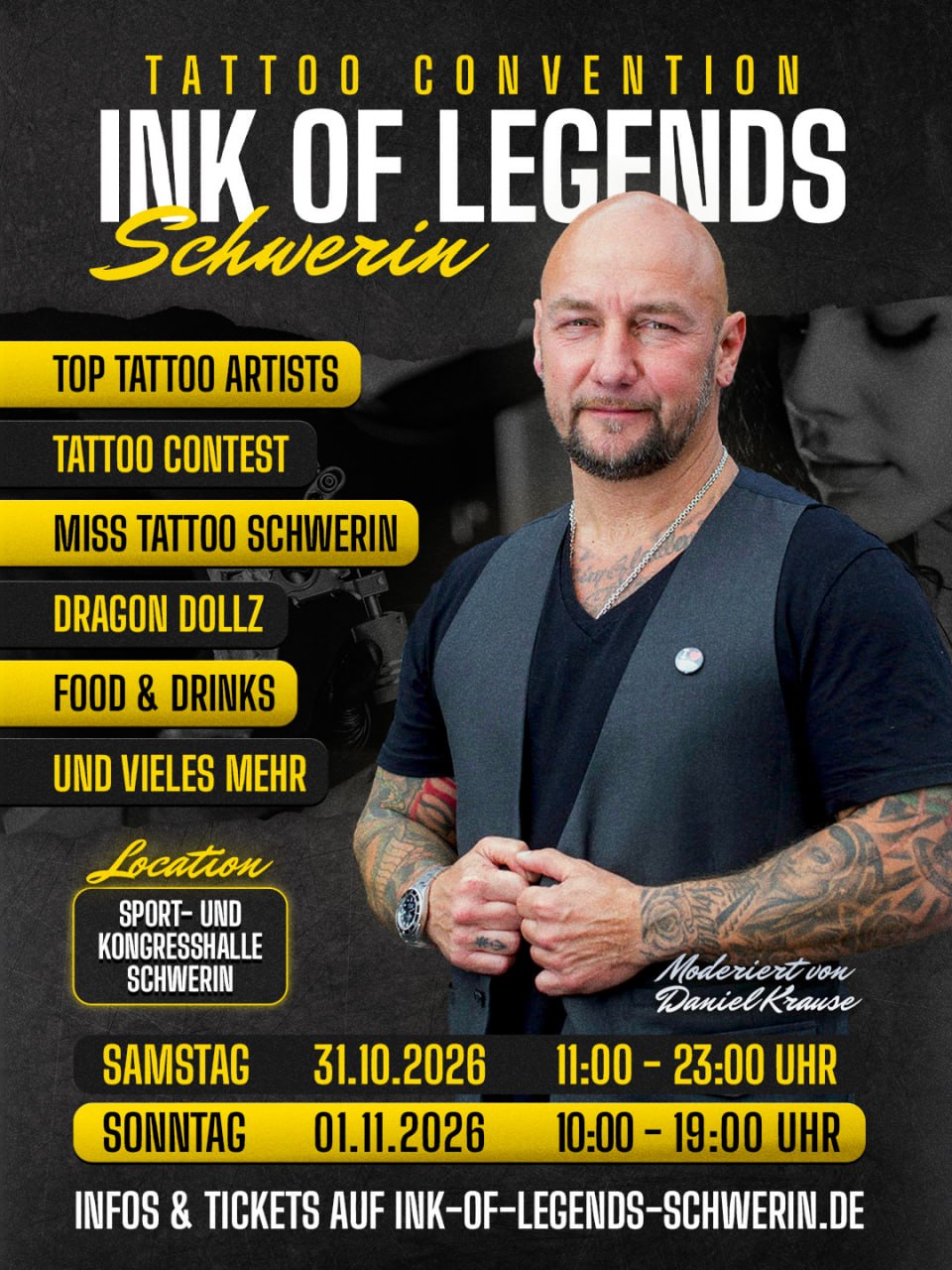 Anzeige: Ink of Legends Tattoo Convention Schwerin, 31.10. und 01.11.2026