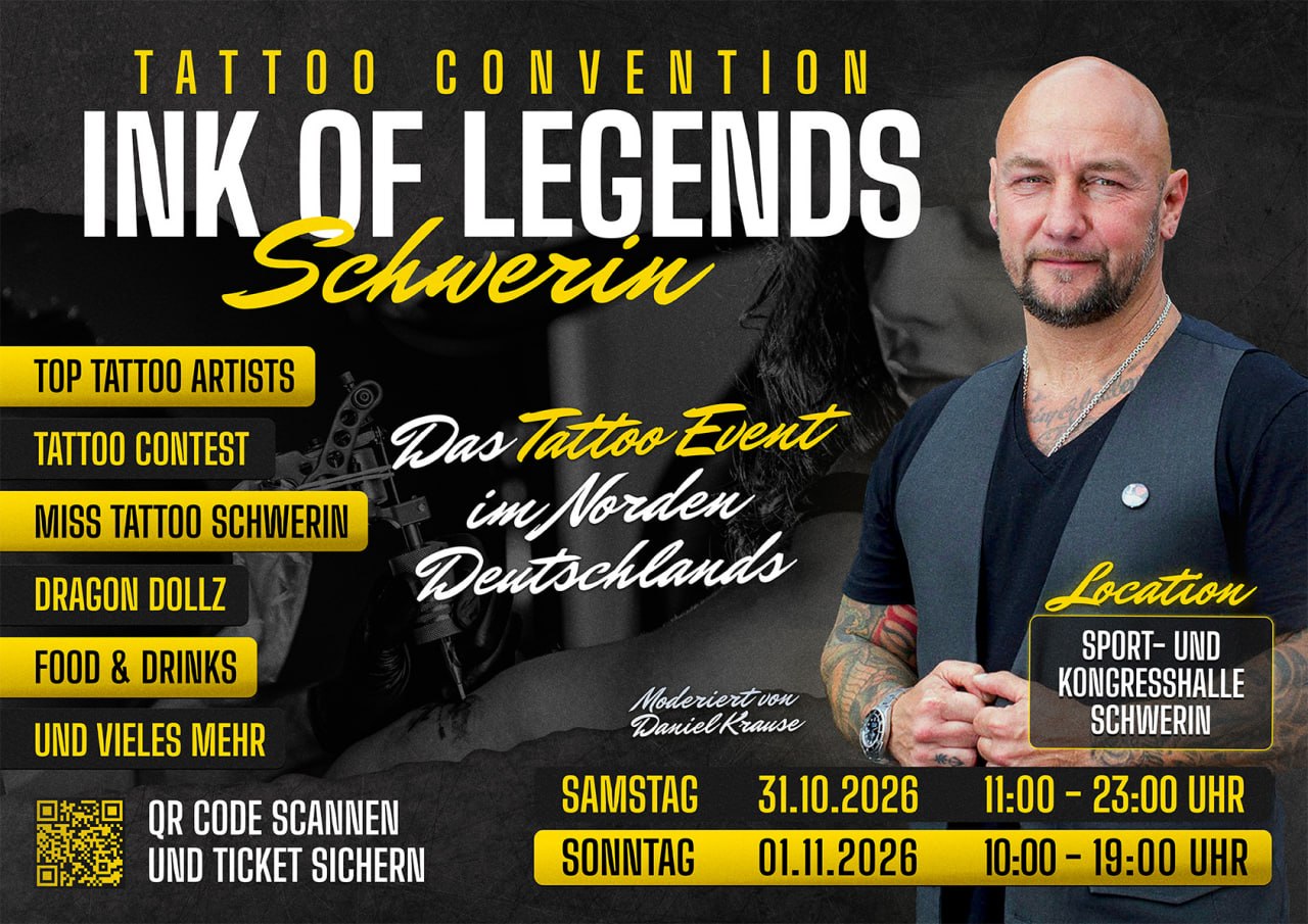 Anzeige: Ink of Legends Tattoo Convention Schwerin, 31.10. und 01.11.2026