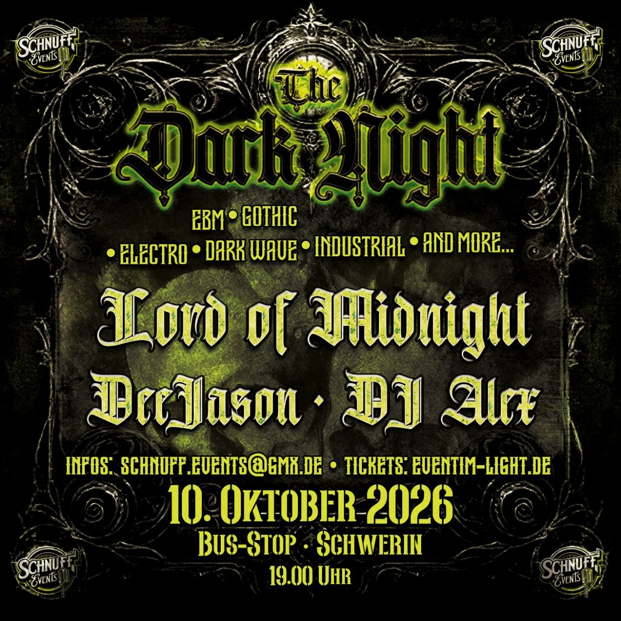 Anzeige: The Dark Night am 10. Oktober im Bus-Stop Schwerin
