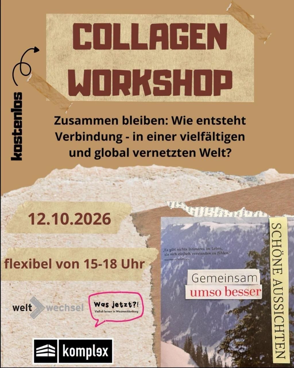 Zusammen bleiben: Collagen-Workshop im Komplex lädt zu Austausch über Grenzen hinweg&nbsp;ein