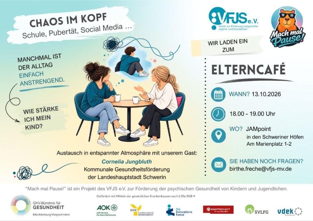 Elterncafé „Chaos im Kopf“: Austausch über Pubertät, Schule und Social Media im JAMpoint