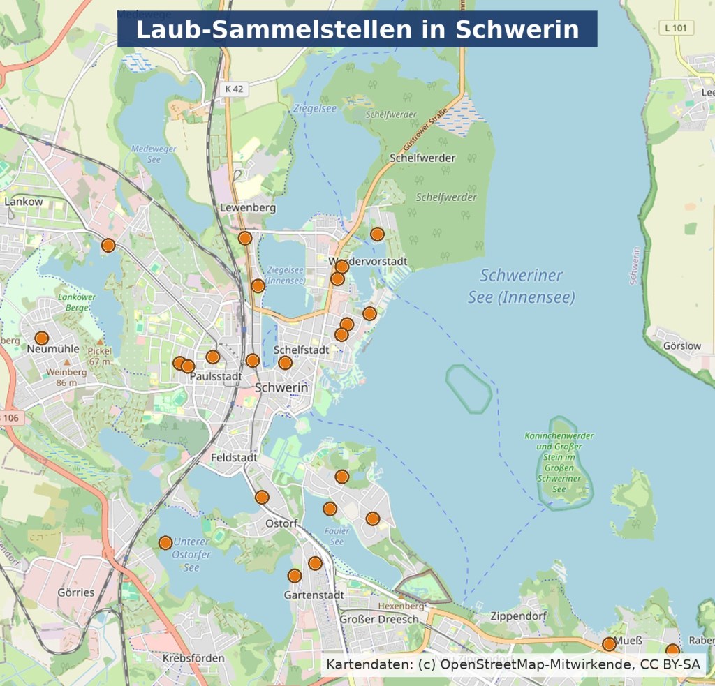 26 Straßen, 170 Behälter: Wo Schwerin ab 19. Oktober Herbstlaub sammelt