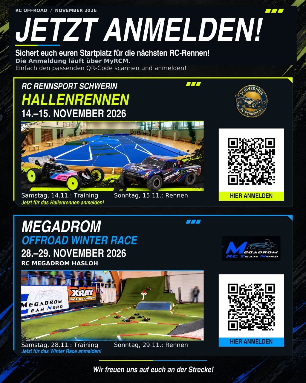 RC-Rennen im November: Hallenrennen in Schwerin und Winter Race in&nbsp;Hasloh