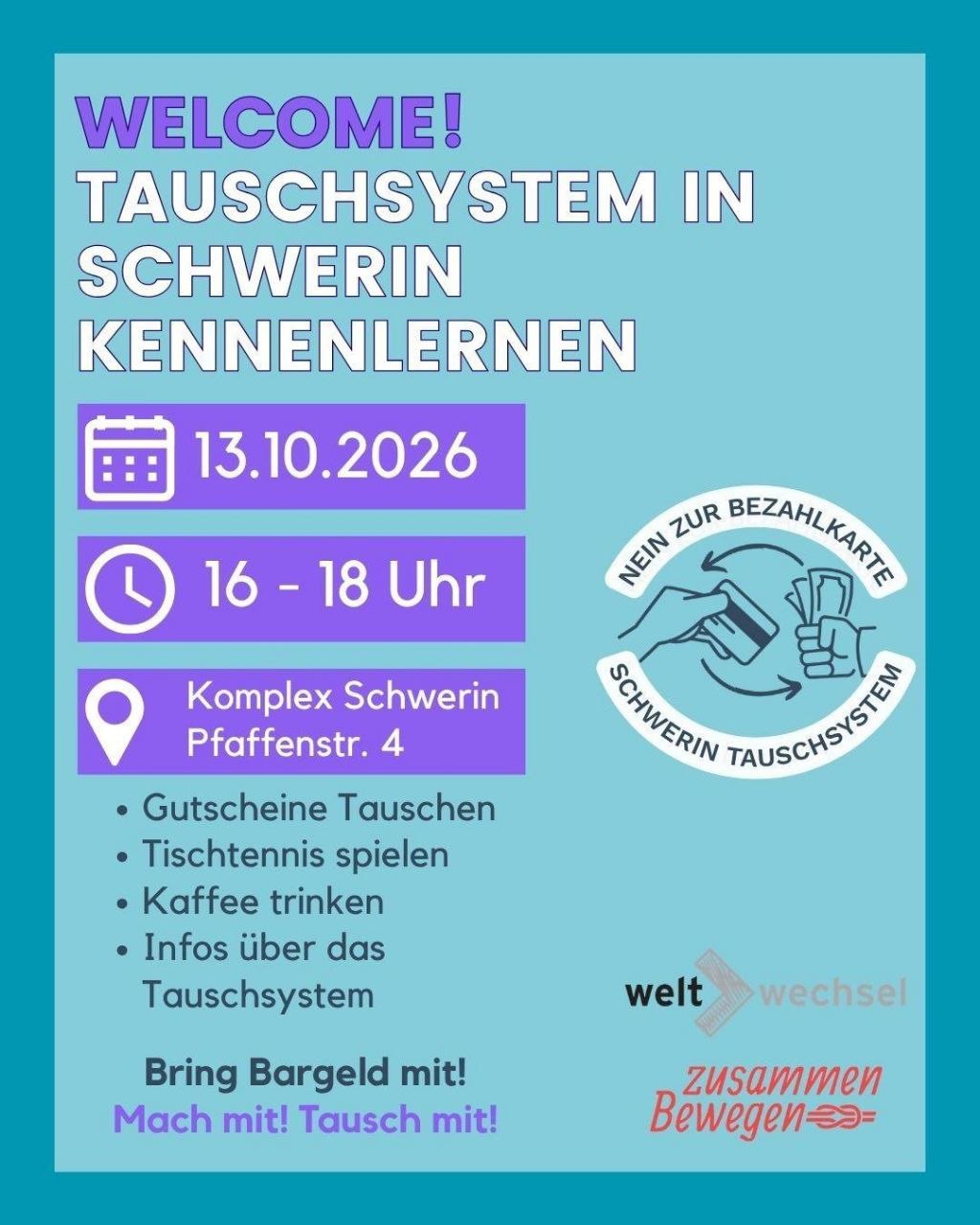 Poster: Tauschsystem Schwerin, 13. Oktober 2026, Komplex Schwerin