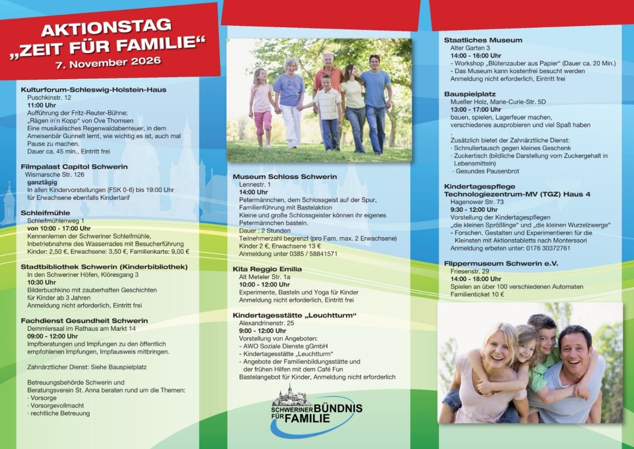 Programmübersicht zum Aktionstag Zeit für Familie am 7. November 2026 in Schwerin